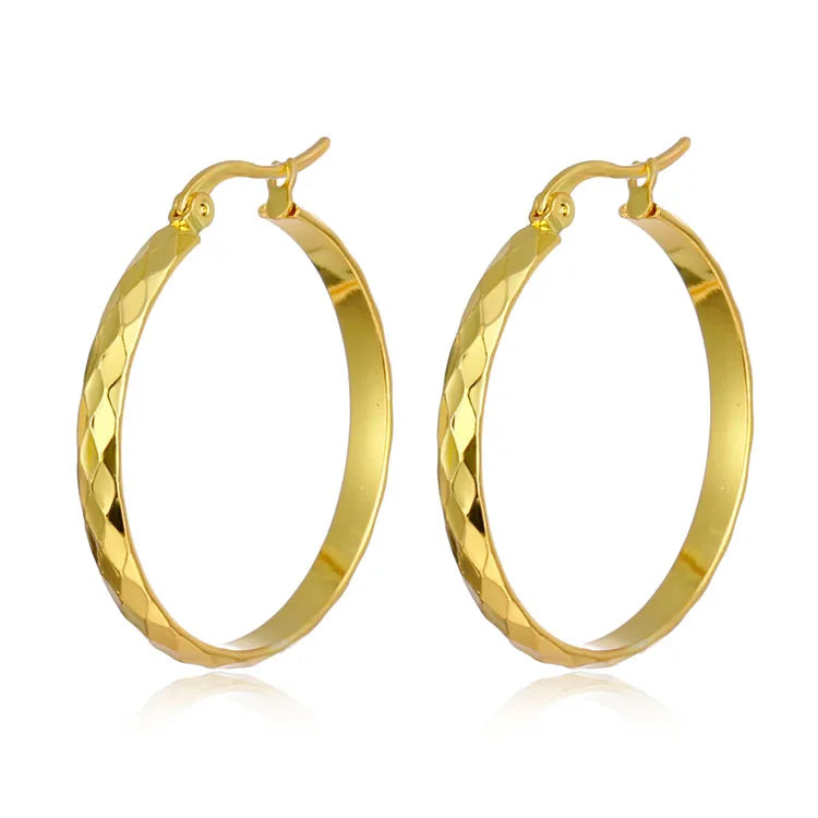 Round Big Large Hoop Earrings Gold Plated Stainless Steel 2021 New Women's XR Jewelry Accept Customer's Logo 12 Pcs Daily Life