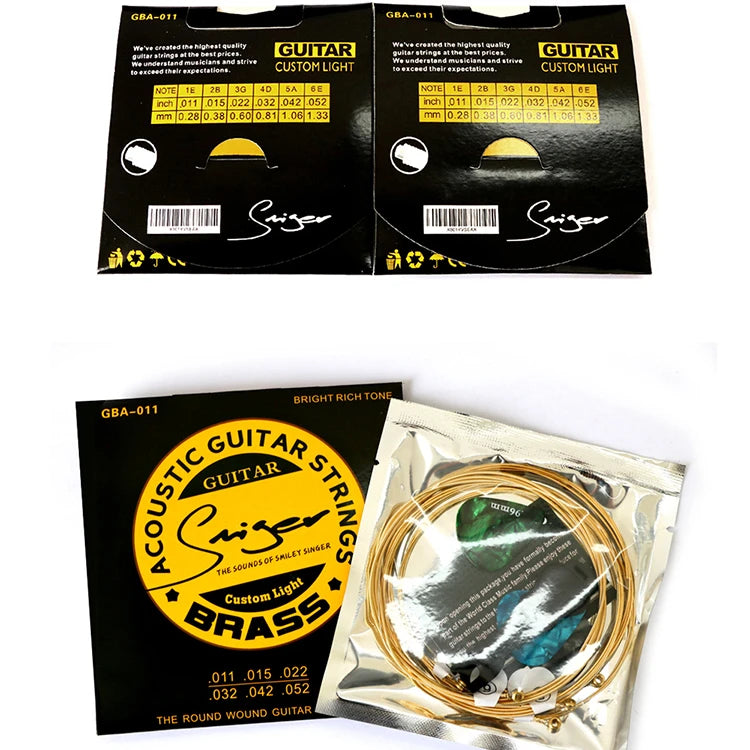 GBA-012 Smiger Musical Accessory Bundle Packaging Gauge 12 Brass Material Steel Acoustic Guitar Strings