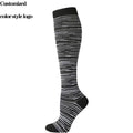 Unisex Custom Compression Sports Socks Knee High with Breathable Body Cuff and Autumn Logo Knitted for Comfort Pressure Relief