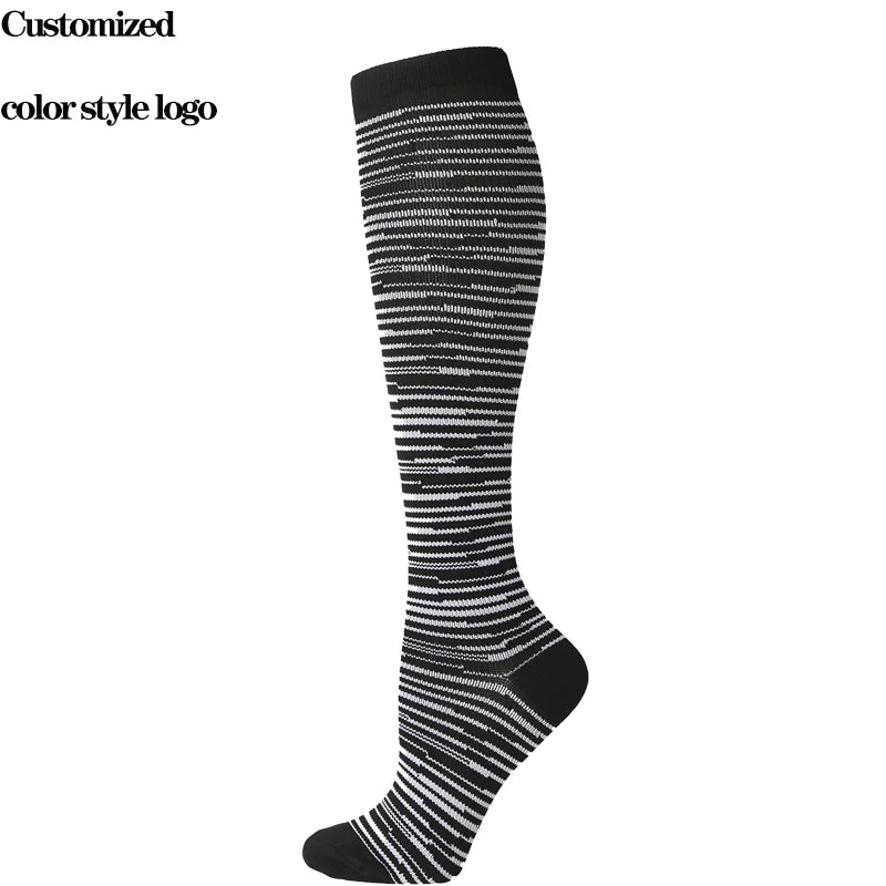 Unisex Custom Compression Sports Socks Knee High with Breathable Body Cuff and Autumn Logo Knitted for Comfort Pressure Relief
