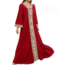 S-2XL Muslim Women's Gown Dubai Gown Ribbon Dress Floral Embroidery Dress