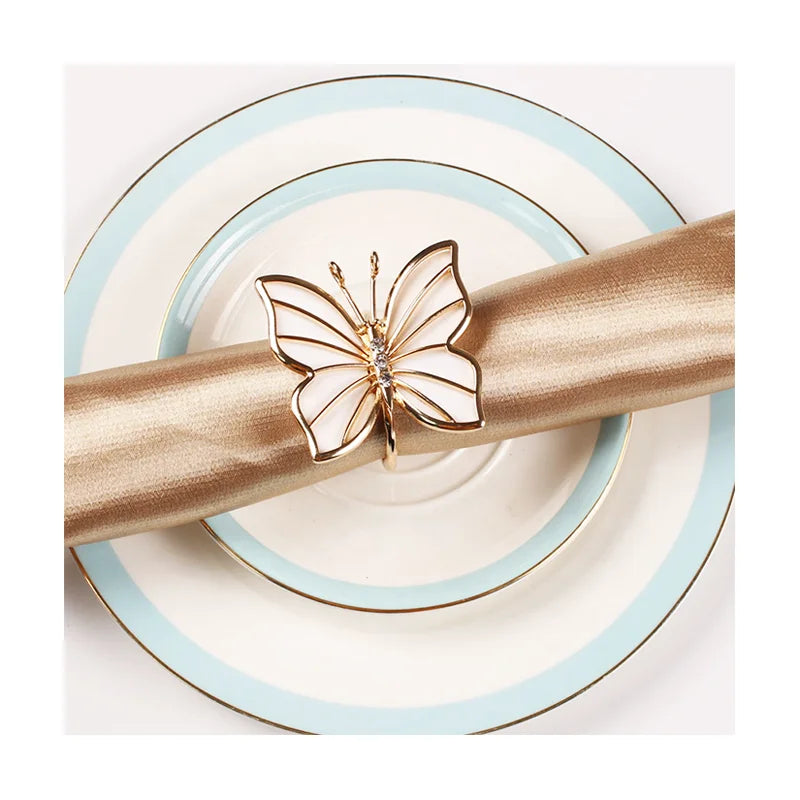 High-End Diamond-Studded Butterfly Napkin Buckle Wholesale Napkin Rings