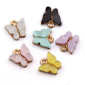 Wholesale Stocked Alloy Enamel Blue Red pink Colored butterfly Dangling Earring Gold