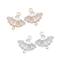 Wholesale 14K Gold Plated Pendant Earring Bracelet Jewelry Making Components DIY Accessories 3 Fan Shape Zircon Charms Jewelry