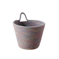 Handmade Fabric Storage Basket with Cotton Rope Hanging Woven Organizer Eco-Friendly Sustainable Foldable Shallow Basket