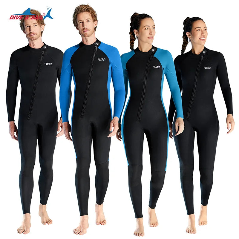 DIVE&SAIL 3mm Man Women Neoprene One-piece Soft Anti Scratch Freediving Wetsuits Snorkeling Swimming