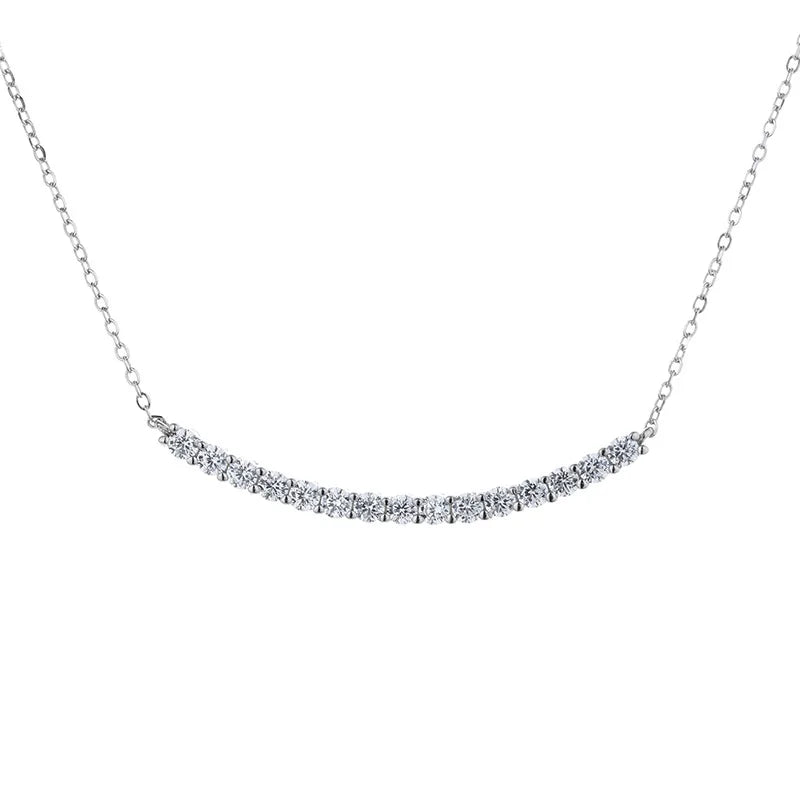 Bar Pendant Free Certificate 925 Sterling Silver Rhodium Plated Women's Chokers Necklace 15 Moissanite R.GEM.