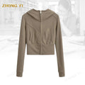 Customizable Full Zip Women's Hoodie Lightweight Hot Selling Slim Fit Printed Knitted Sweatshirt With Embroidery for Autumn