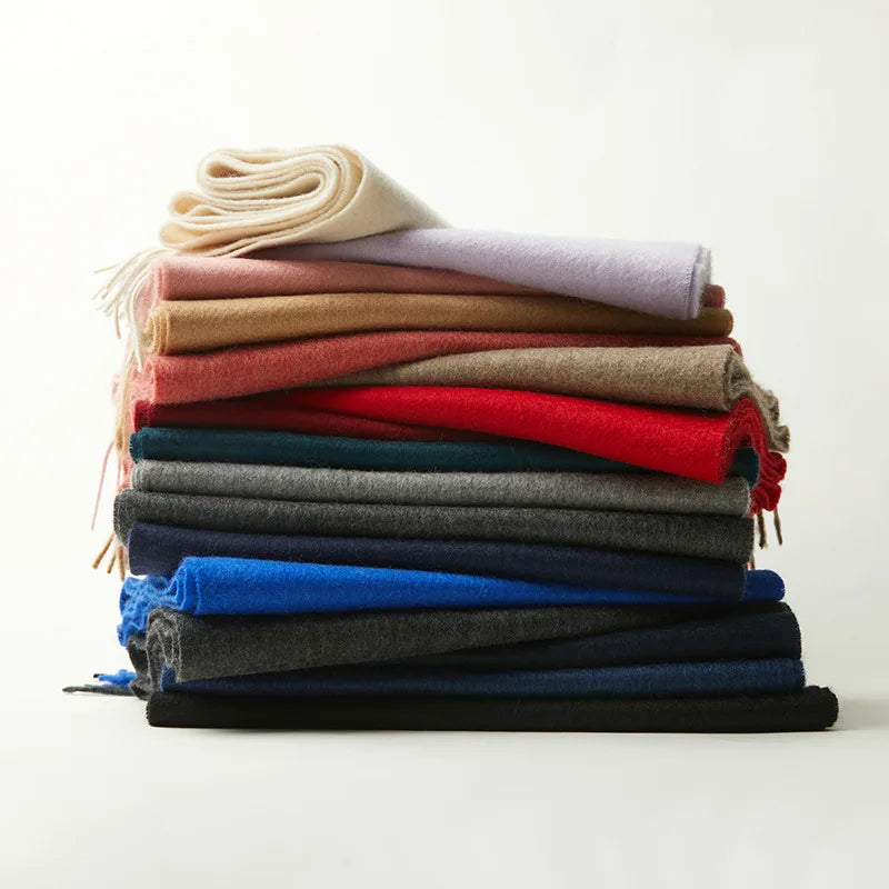 2025 Winter 30cm Width Solid Color 100% Cashmere Woven Scarf Shawl Luxury Soft Fashion Winter Multiple Colors Cashmere Mufflers