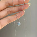 Blue Sea Hot Sale Simple Luxury Pure 925 Sterling Silver Square CZ Zircon Diamond Pendant Necklace for Women Girls Jewelry