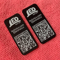Laser Cut Round Edge QR Code Design Taffeta Woven Labelworking QR Code Clothing Woven Patch