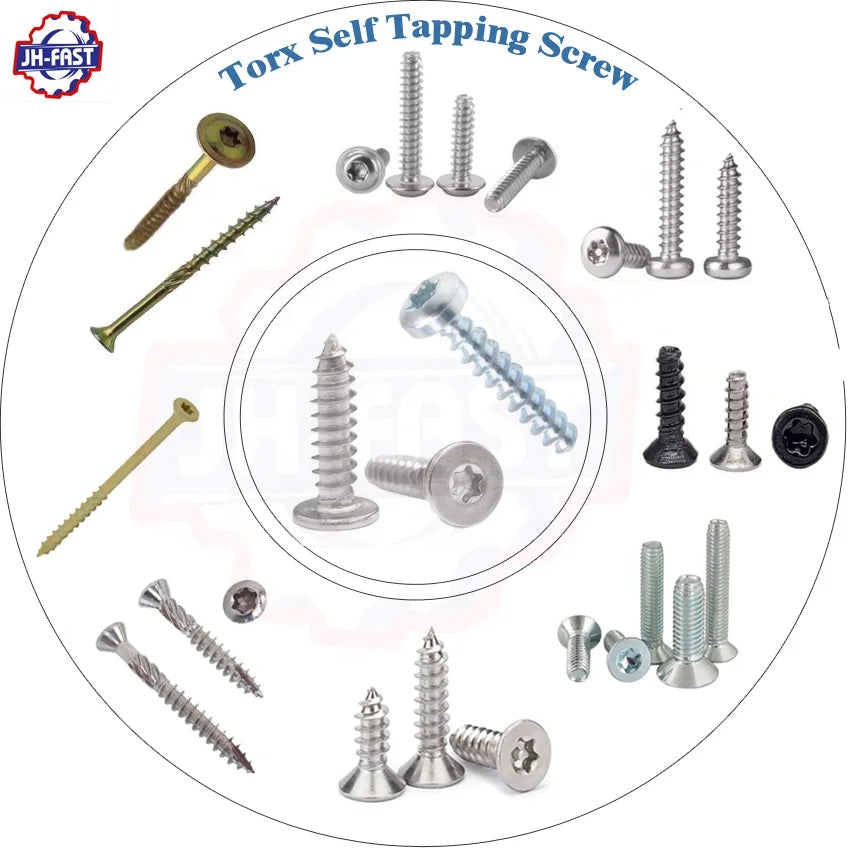 Custom M2.5 Self-Tapping Screw Carbon Stainless Steel Torx Flat Pan Washer Head with Black Flat Tail Metric Measurement System