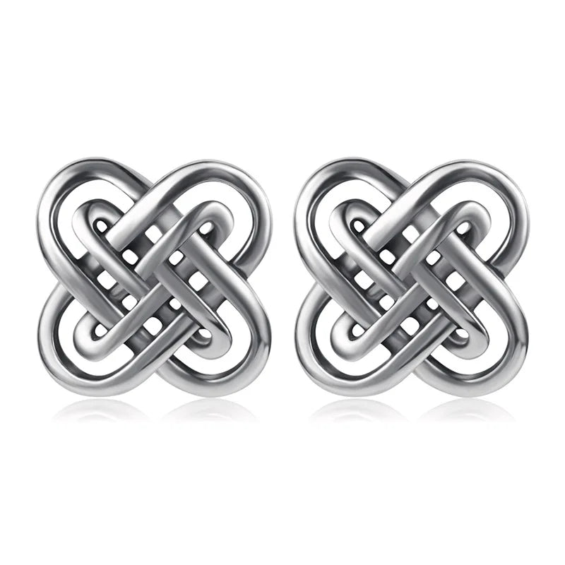 Celtic Irish Knot S925 Silver Stud Earring Women's Design with Platinum Plating Zircon Trendy Party Gift