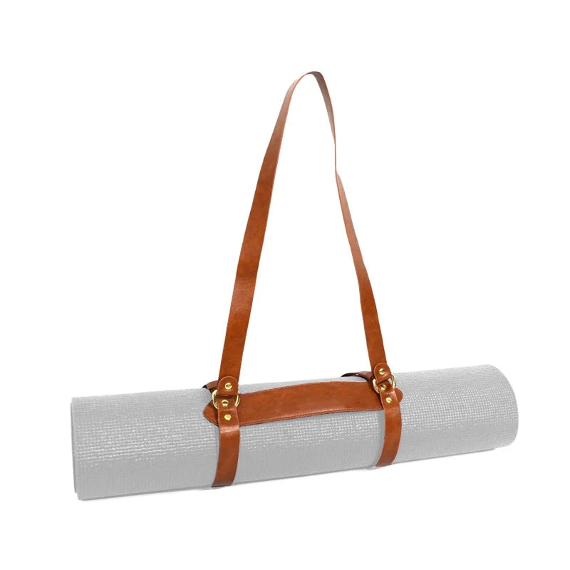 Vegan Leather Custom Logo Yoga Mat Strap Carrier Sling Adjustable Blanket Strap