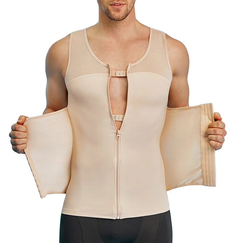 Private Label Comfortable Shaper tank Top Stomach Control Back Support Body Shapers for Men Underwear