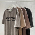 Wholesale Custom Unisex Oversized Heavy Weight Knitted Print Acid Wash Vintage Drop Shoulder T-Shirt