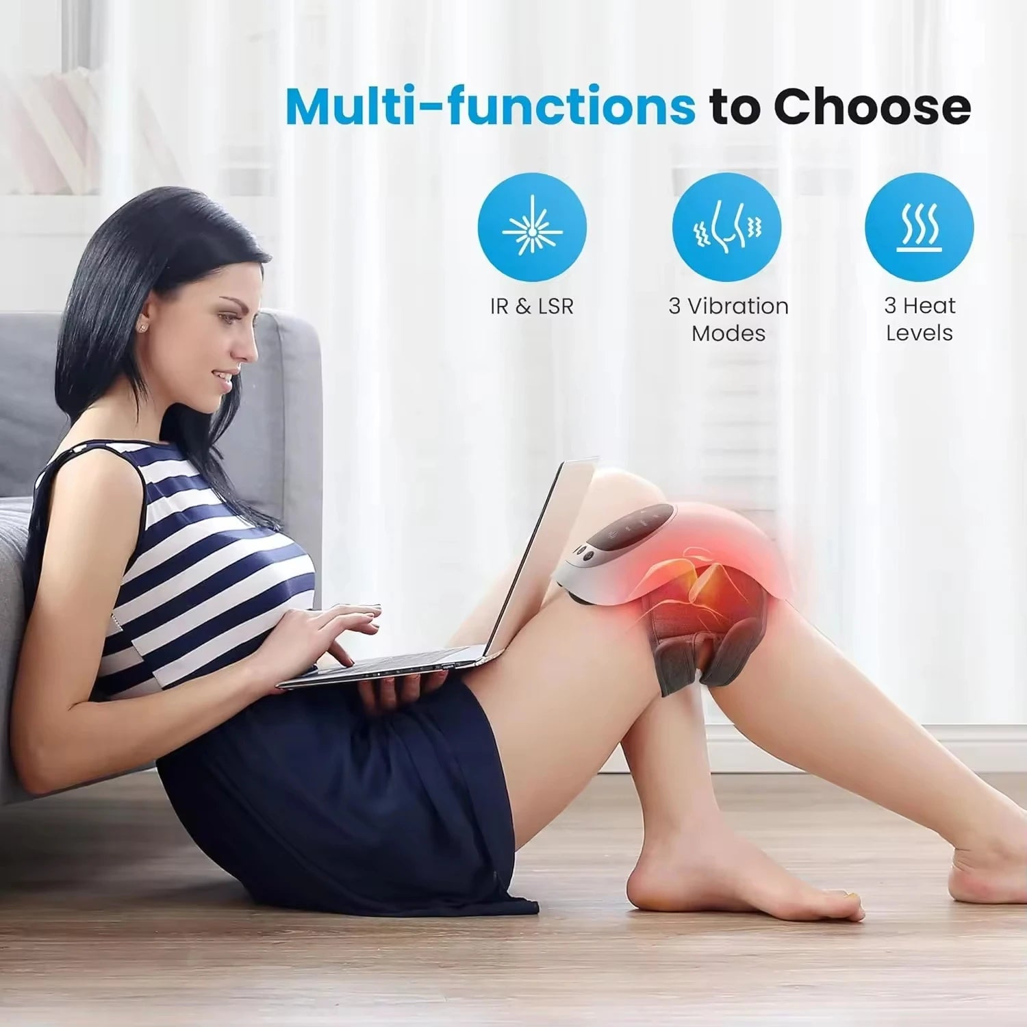2024 New Product Ideas Multifunctional Heated Vibration Joint Massage Belt Smart Hot Compress Knee Relaxing Massager for Leg