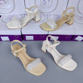 Latest Mixed Brand New Fashion Comfortable Back Space Sandals Pointed Toe High Heels Buckle Ladies' Shoes PU Material High