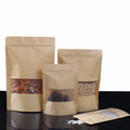 Kraft Stand up Paper Flower Bag Pouch Zip Lock Food Grade With Window Custom White Colored Tea Kraft Standing Paper Bag Pouch