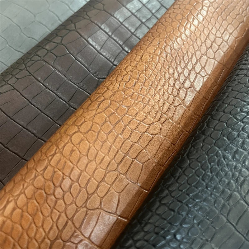 Crocodile Grain Snake Skin Pattern PU Synthetic Leather Waterproof Embossed for Bags Wallets Sofas Furniture Golf Craft