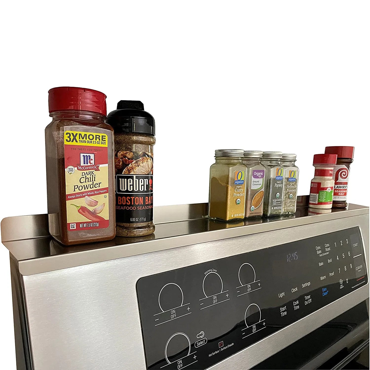 OEM/ODM Stainless Steel Stove Shelf Over-The-Stove Kitchen Organizer with Top Magnetic Shelf Stainless Steel Stove Top Shelving