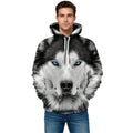 Fitspi 3D Wolf Print Hoodie Men Junior Loose Streetwear Funny Animal Hip Hop Sweatshirtrt