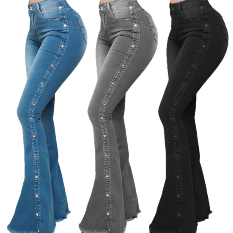 Wholesale High Waist Stretchy Denim Jeans 2024 Fashion Women Bell Bottom Jeans Casual Flare Denim Jeans