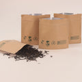 100% Compostable Biodegradable Food Packaging Pouch Recycled Brown Kraft Paper PLA Stand-up Shopping Package Bag