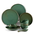 Factory Direct Wholesale Kitchen Irregular Reactive Green Ceramic Tableware Porcelain Dinner Plates and Bowls Sets Dinnerware
