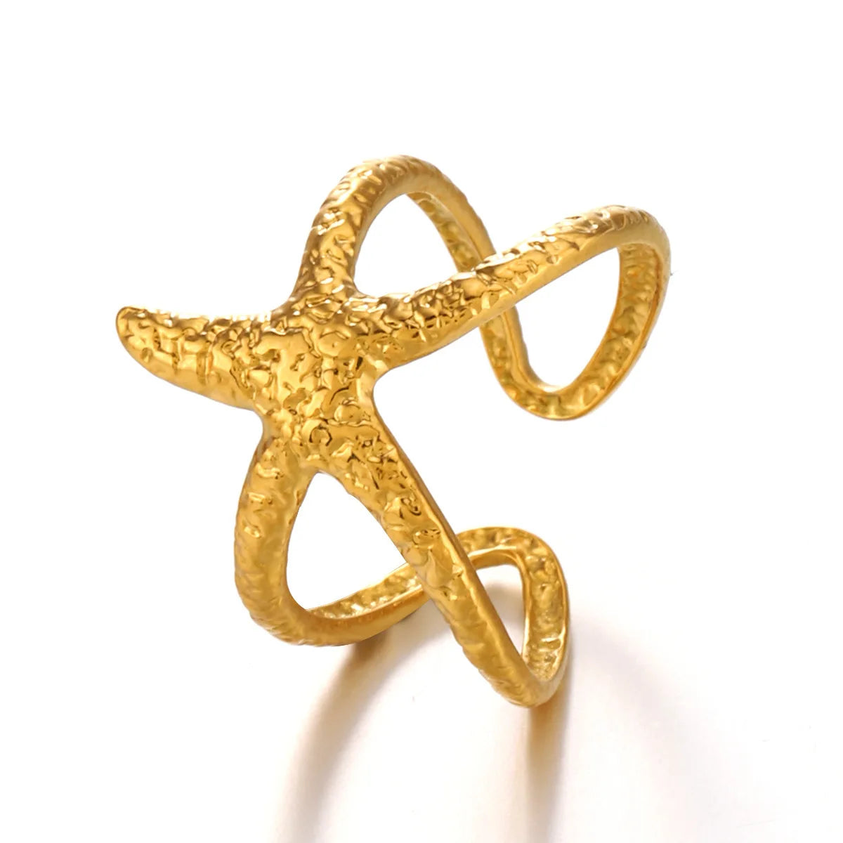 Tarnish Free Stainless Steel Starfish Open Adjustable Ring Ocean Sea Cuff Rings