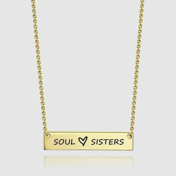 Elegant Custom Engraved Stainless Steel Horizontal Bar Necklace for Women Gold Plated Statement Phrase Gift