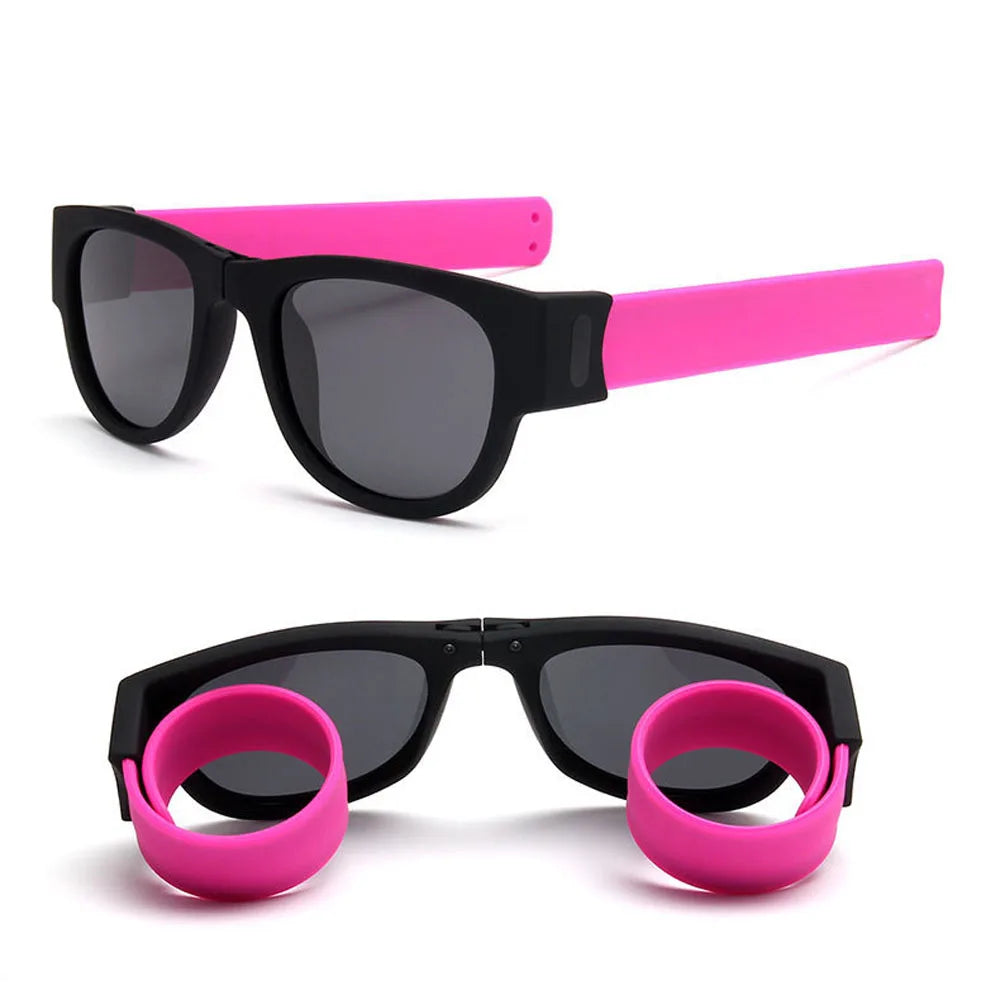 Folding Collapsible Rolling Slap Polarized Silicone Slap Sports Private Label Bracelet Sunglasses Men Women