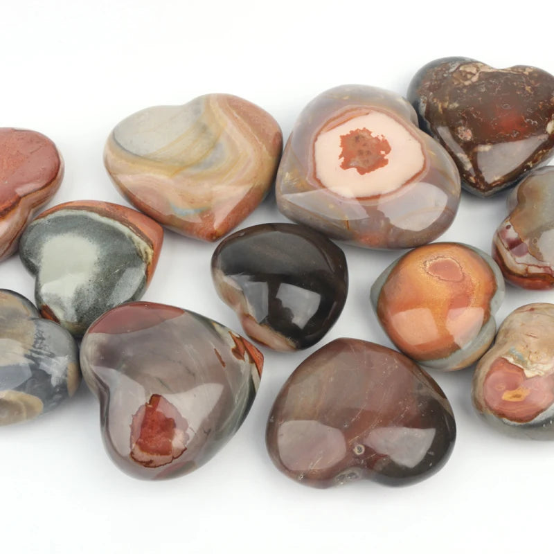 Natural Tiger Eye Healing Stone Heart Shaped Crystals Kambaba Ocean Jasper Crystal Heart for Home Decoration