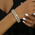 Exquisite Double Row Rhinestone Bracelets for Women - Bridal Wedding Jewelry Wholesale Accessories