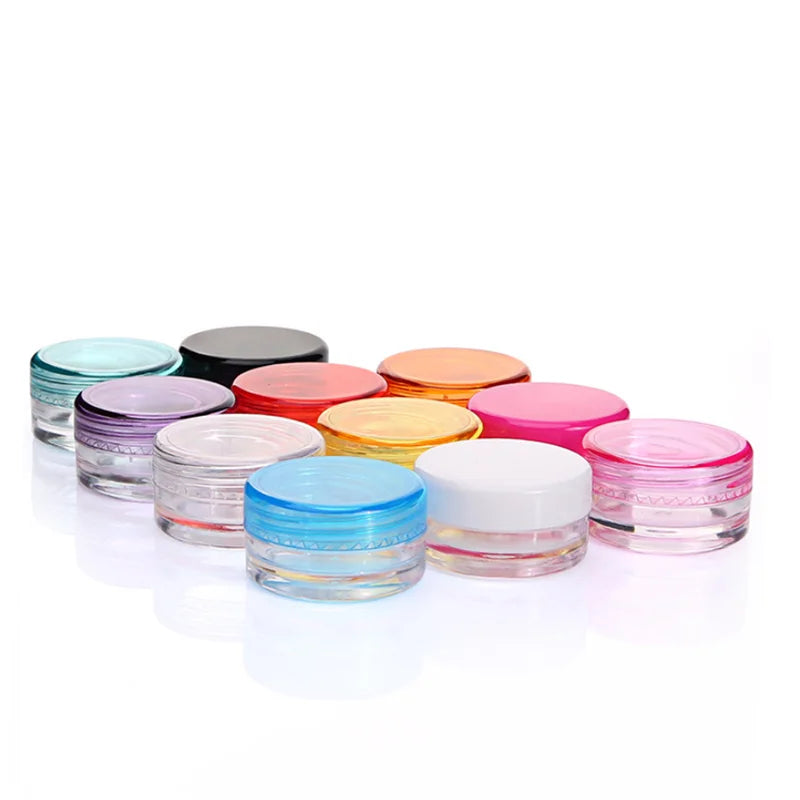 Mini 3g 5g Round Shape Colorful Transparent Black White Plastic PS Cosmetic Eye Cream Jar Face Cream Container for Travelling