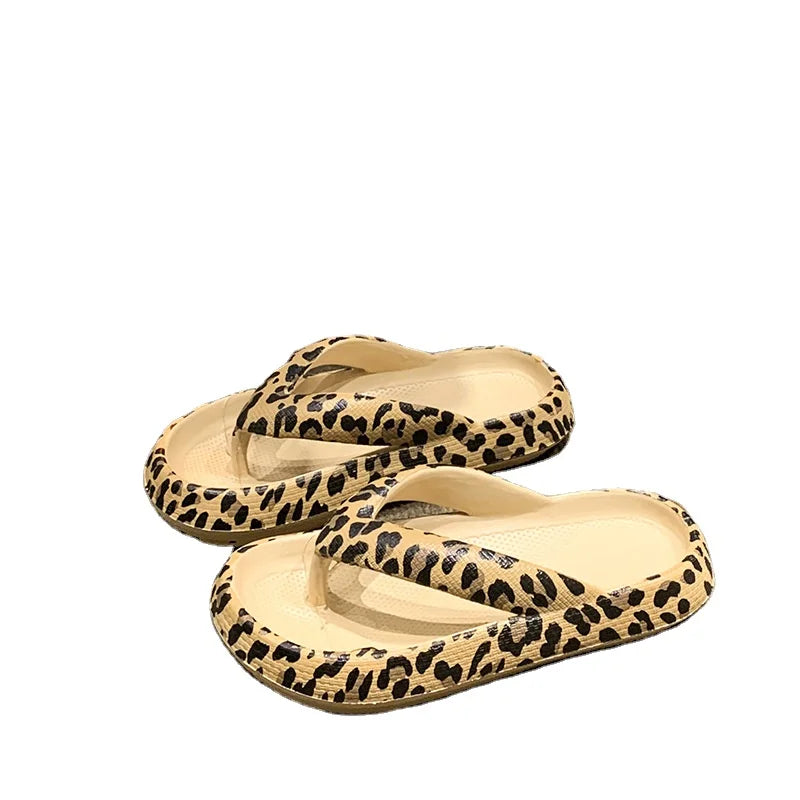 Wholesale New Style Spring Autumn Casual Flat Sandals Outdoor Comfortable Anti-Slip Leopard Print EVA Lighted Flip Flops Women