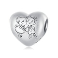 925 Sterling Silver Retro Heart Sister Beads Charm Fit Bracelet DIY Women Fashion Jewelry Pendant Silver Accessory SCC2528