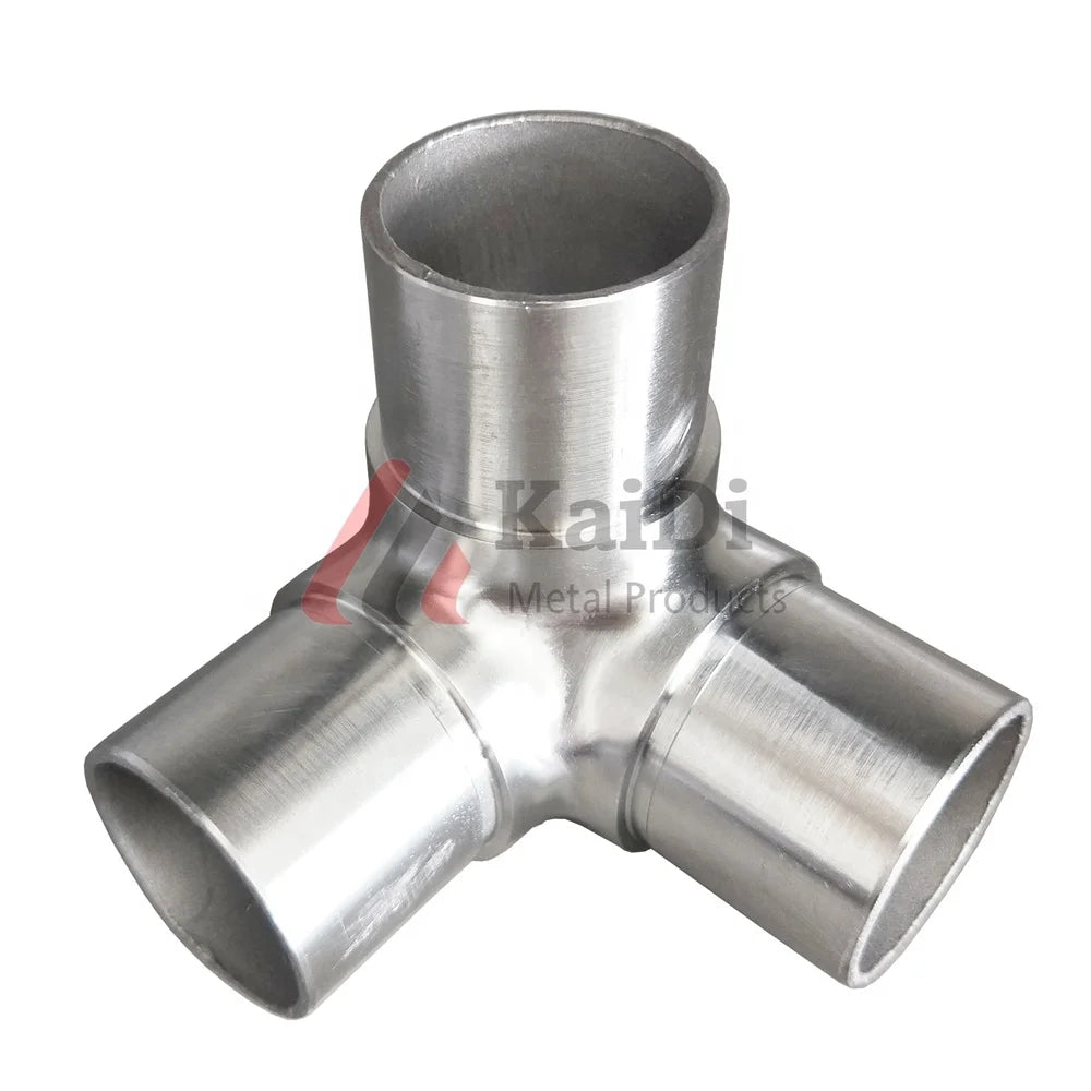 Three way elbow for stainless steel handrail fitting