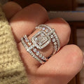 CAOSHI Gorgeous Geometric Design Sparkling Cubic Zirconia Silver Plated Wide Rings for Luxury Party Women Wedding Rings Jewelry