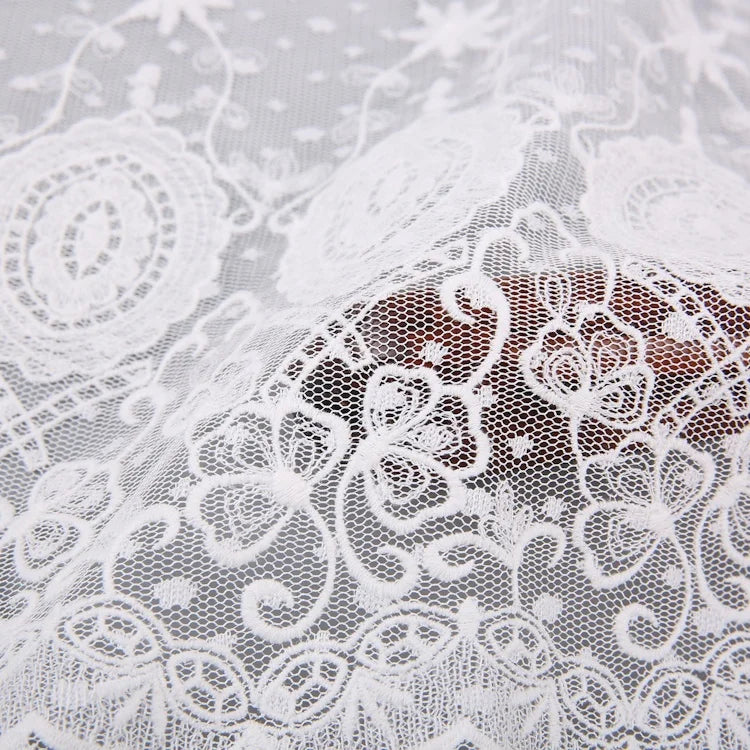 HA-17246 China Customized 100 Poly Dot Mesh Knitting Fabric Border Lace Fabric Embroidery