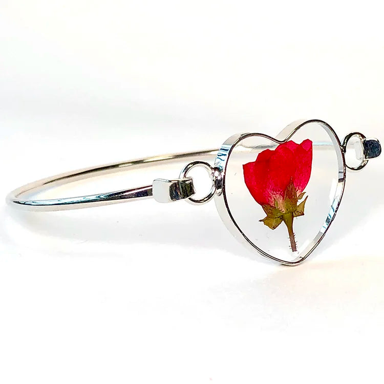 Mother's Day Gift Wholesale Mama Gift Heart Bracelet Real Red Rose Flower Bracelet