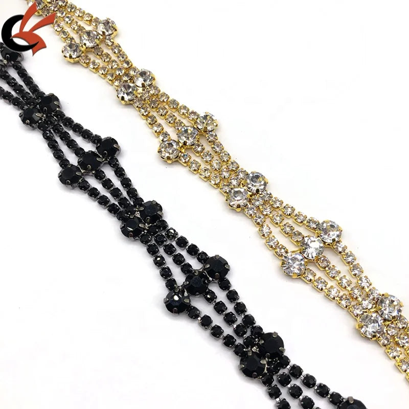 Wholesale Crystal Rhinestone Chain Trimming Bridal Sash Rhinestone Trim Applique Wedding Belt Garment Accessories
