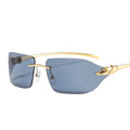New Metal Leopard Sunglasses Women Rimless Glasses Street Fashion Trendy Sunglasses Mens Accessories Vintage Eyewear 50616
