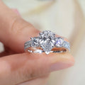 Messi Jewelry MSR-1378 14k White Gold Wedding Ring Pear Cut Real Lab Diamond Ring