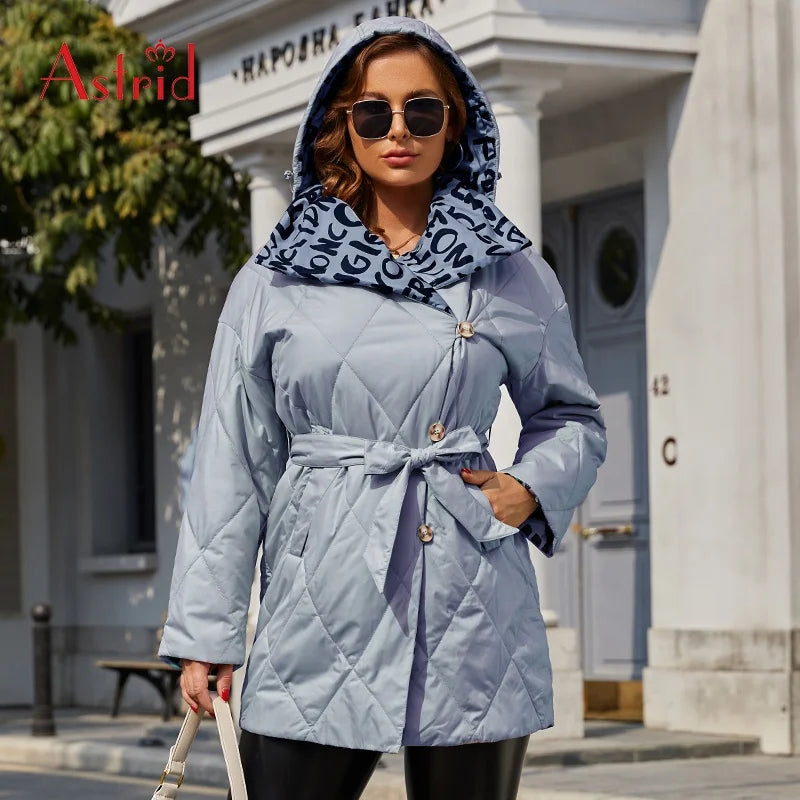 Wholesale Spring Coat Short Splicing Color Warm With Hooded Zipper Cuff Detachable Jacket Casual Custom Outerwear