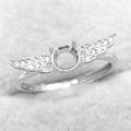 Sterling Silver 5*5mm Semi Mount Ring Empty Frame Blank Support Claw Setting S925 Base Holder Without Center Stone for DIY Inlay