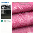 Latest Fashion Synthetic Leather Fabric 4 Way Stretch PU Leather Snake Grain PU Leather Fabric for Garment and Skirt Material