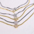NS1249 Dainty Chic Gold Plated Snake Herringbone Chain with CZ Paved Heart Star Cross Slider Charm Necklace for Ladies Women