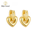 Wholesale Female Fashion Luxury Simple Jewelry Niche Temperament Stainless Steel love Heart Hoop Earrings
