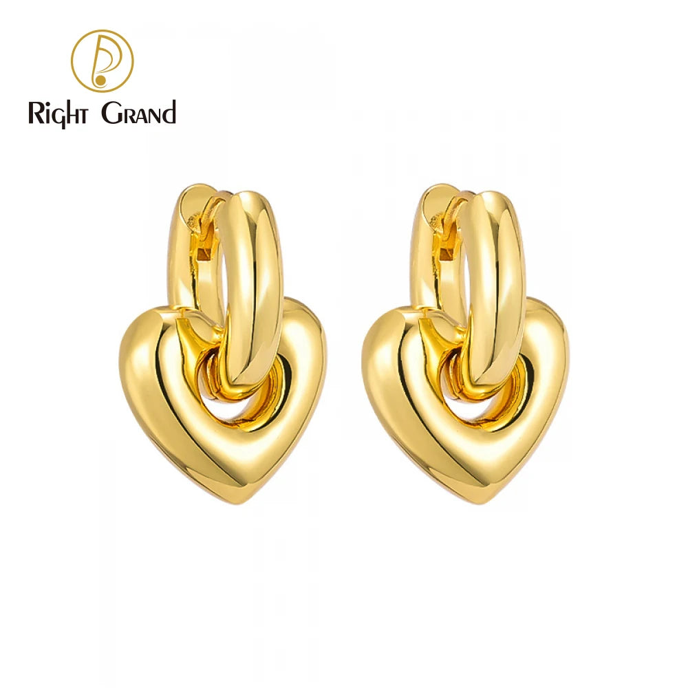 Wholesale Female Fashion Luxury Simple Jewelry Niche Temperament Stainless Steel love Heart Hoop Earrings